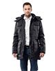 Winter coat with stand-up collar, detachable hood and drawstring at waist Winter coat with stand-up collar, detachable hood and drawstring at waist