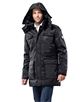 Winter coat with stand-up collar, detachable hood and drawstring at waist Winter coat with stand-up collar, detachable hood and drawstring at waist