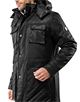 Winter coat, tone in tone quilted, with stand- up collar, detachable hood and drawstring at waist Winter coat, tone in tone quilted, with stand- up collar, detachable hood and drawstring at waist