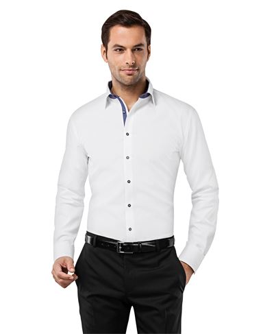 Hemd, slim-fit, uni, mit Kontrasteinlage - bügelfrei