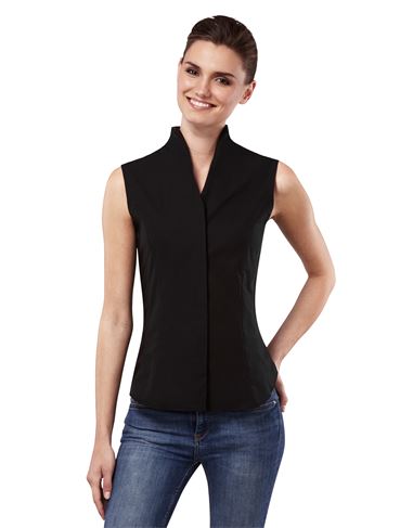 Bluse, ärmellos, modern-fit, Kelchkragen, uni - bügelleicht