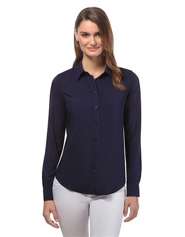 Bluse, gerade geschnitten mit Hemdkragen