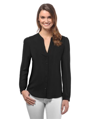 Bluse, gerade geschnitten mit Tunika-Ausschnitt