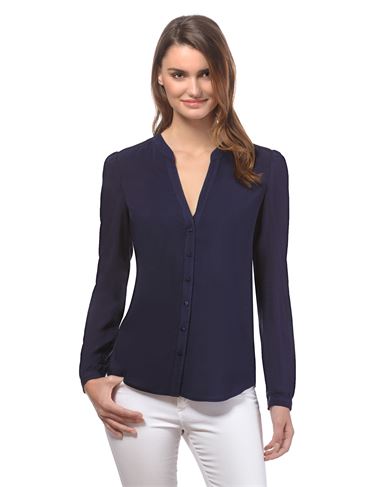 Bluse, gerade geschnitten mit Tunika-Ausschnitt