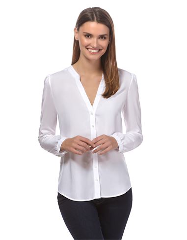 Bluse, gerade geschnitten mit Tunika-Ausschnitt