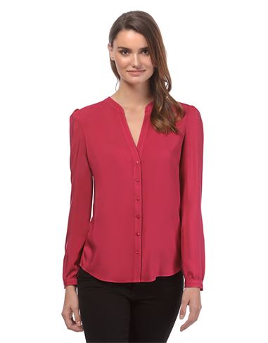 Bluse, gerade geschnitten mit Tunika-Ausschnitt