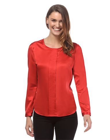 Bluse, leicht tailliert, Rundhals