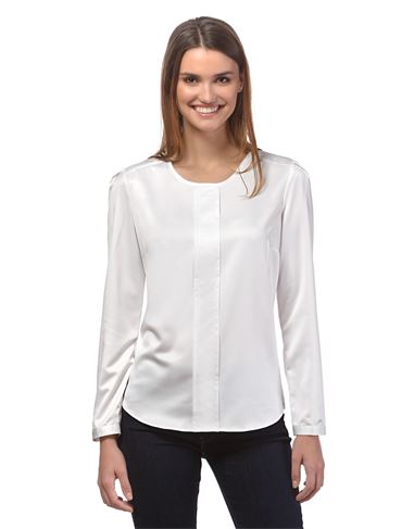 Bluse, leicht tailliert, Rundhals