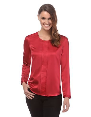 Bluse, leicht tailliert, Rundhals