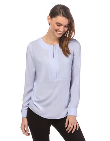 Bluse, gerade geschnitten, Rundhals