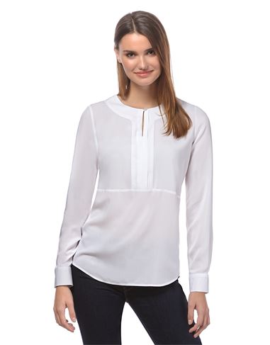 Bluse, gerade geschnitten, Rundhals