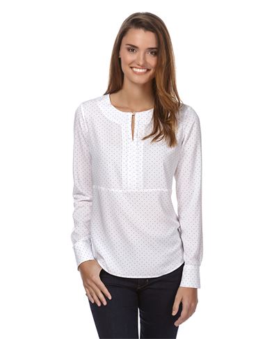 Bluse, gerade geschnitten, Rundhals