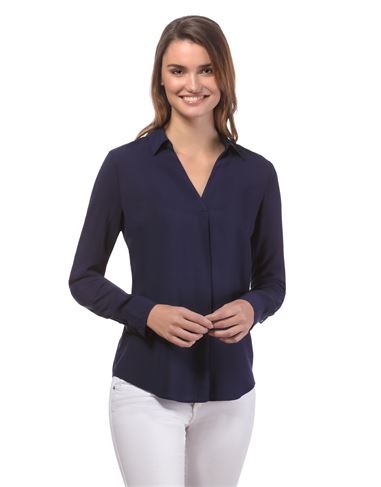 Bluse, gerade geschnitten mit Hemdkragen
