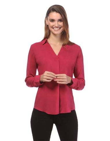 Bluse, gerade geschnitten mit Hemdkragen