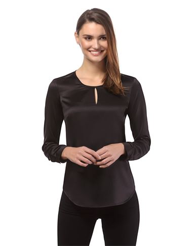 Bluse, leicht tailliert, Rundhals