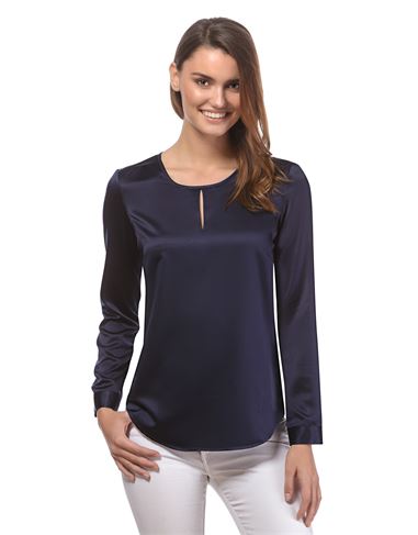 Bluse, leicht tailliert, Rundhals