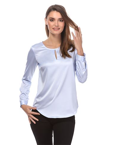 Bluse, leicht tailliert, Rundhals