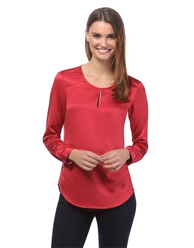Bluse, leicht tailliert, Rundhals