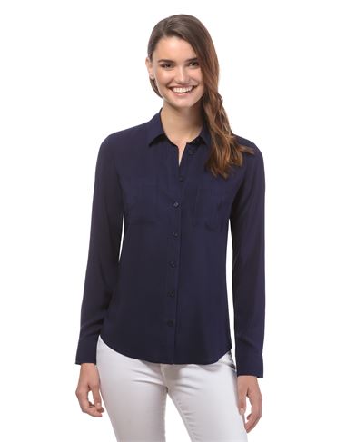 Bluse, gerade geschnitten, Hemdkragen , Brusttaschen
