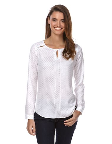 Bluse, gerade geschnitten, U-Boot-Ausschnitt