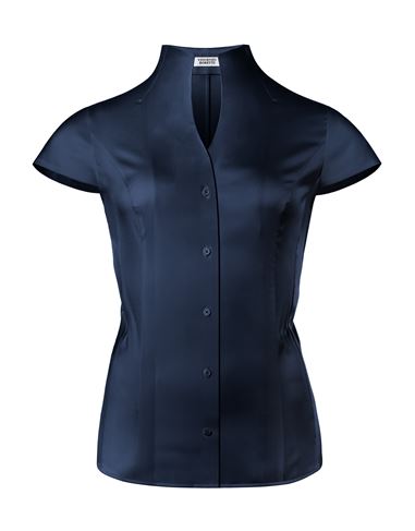 Bluse, slim-fit / tailliert, stretch, Kelchkragen , Kurzarm -bügelleicht