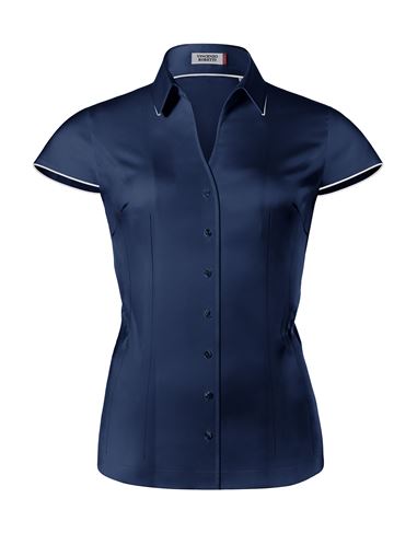 Bluse, slim-fit / tailliert, stretch, Hemdkragen , Kurzarm -bügelleicht