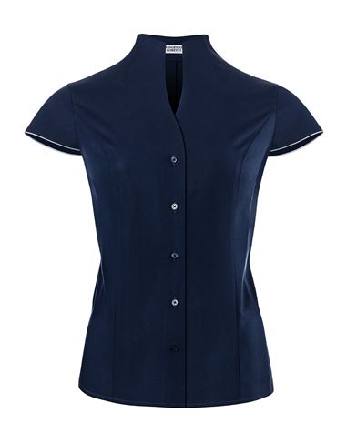 Bluse, modern-fit / leicht tailliert, Kelchkragen , Kurzarm -bügelleicht