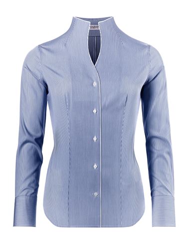 Bluse, modern-fit / leicht tailliert, Kelchkragen , gestreift - bügelleicht