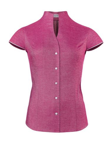 Bluse, modern-fit / leicht tailliert, Kelchkragen , soft Oxford, Kurzarm - bügelleicht