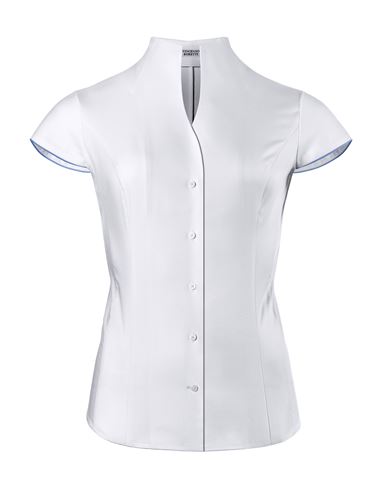 Bluse, modern-fit / leicht tailliert, Kelchkragen , soft Oxford, Kurzarm - bügelleicht