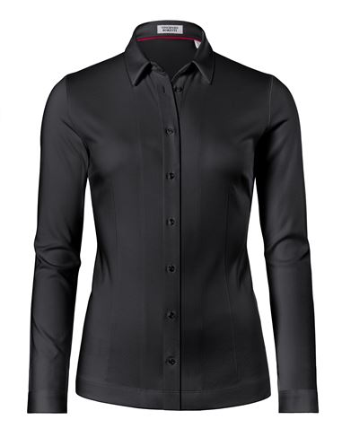 Bluse, modern-fit / leicht tailliert, Hemdkragen , Jersey - bügelleicht