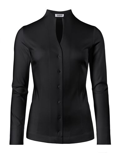 Bluse, modern-fit / leicht tailliert, Kelchkragen , Jersey - bügelleicht