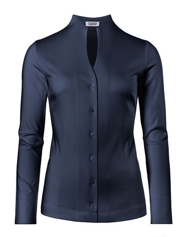 Bluse, modern-fit / leicht tailliert, Kelchkragen , Jersey - bügelleicht