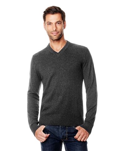 Pullover mit geripptem V-Ausschnitt , tailliert/slim-fit