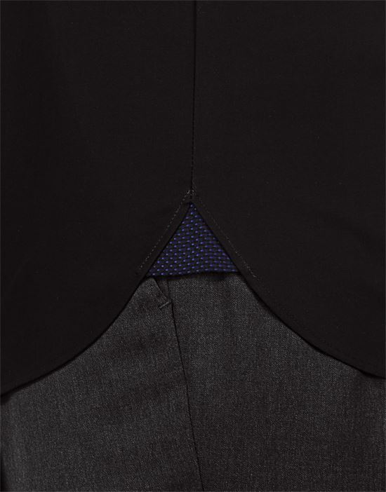 Shirt, slim-fit, uni, with contrasting trim - non-iron