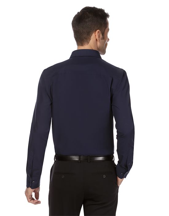 Hemd, slim-fit, uni, mit Kontrasteinlage - bügelfrei