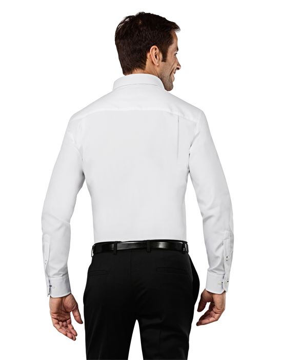 Shirt, slim-fit, uni, with contrasting trim - non-iron