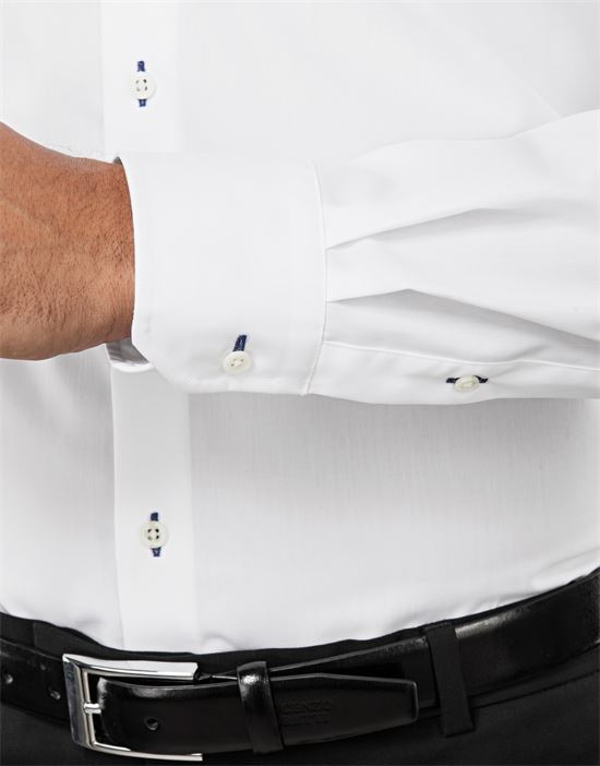 Shirt, slim-fit, uni, with contrasting trim - non-iron