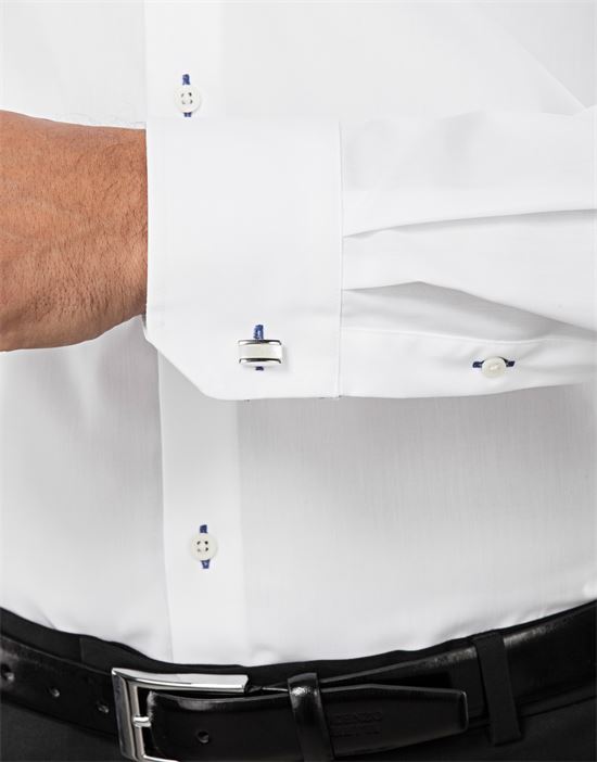 Shirt, slim-fit, uni, with contrasting trim - non-iron