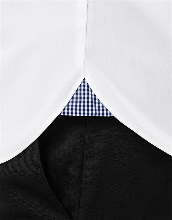 Shirt, slim-fit, uni, with contrasting trim - non-iron