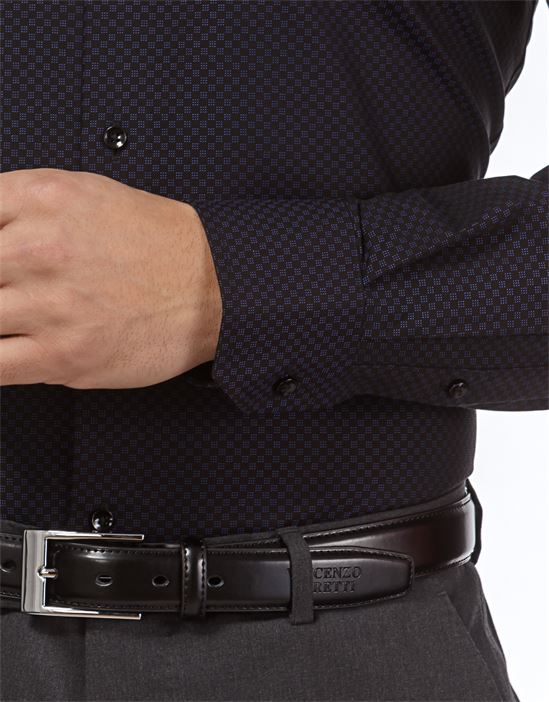 Hemd, slim-fit, gemustert, mit Kontrasteinlage - bügelfrei