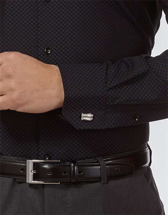 Hemd, slim-fit, gemustert, mit Kontrasteinlage - bügelfrei