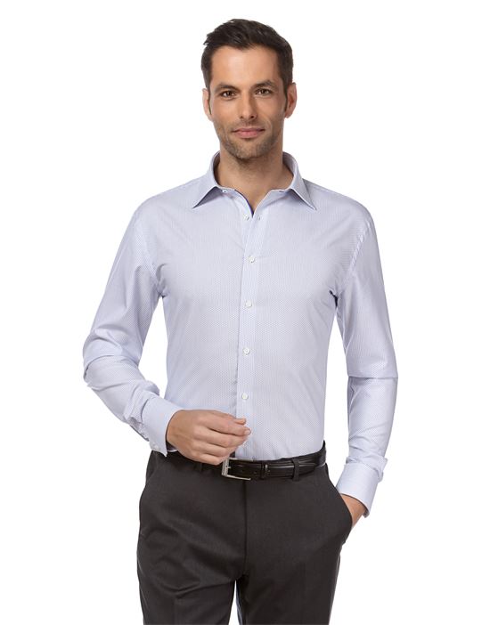 Hemd, slim-fit, gemustert, mit Kontrasteinlage - bügelfrei