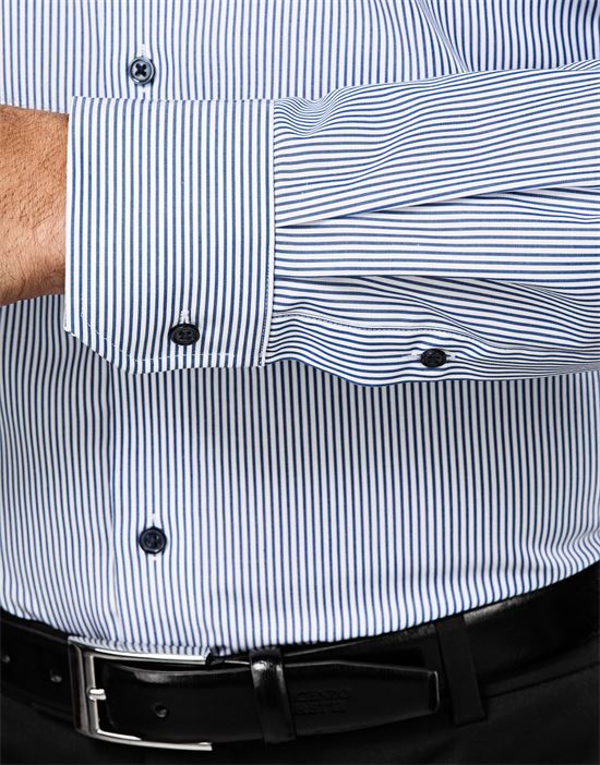 Hemd, slim-fit, gestreift mit Kontrasteinlage - bügelfrei