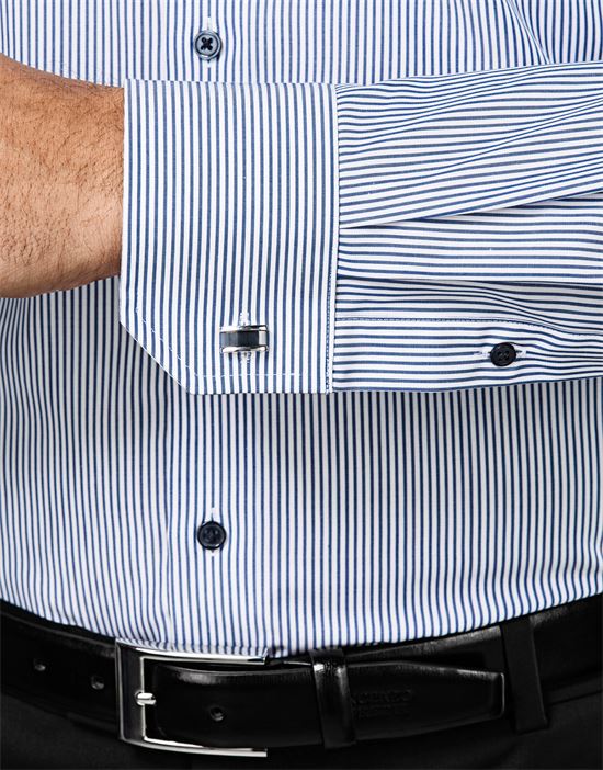 Hemd, slim-fit, gestreift mit Kontrasteinlage - bügelfrei
