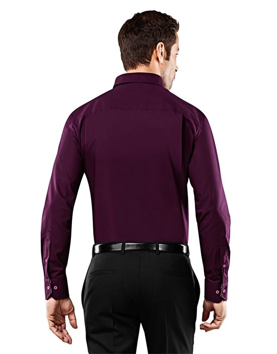 Shirt, regular-fit, uni, with contrasting trim - non-iron