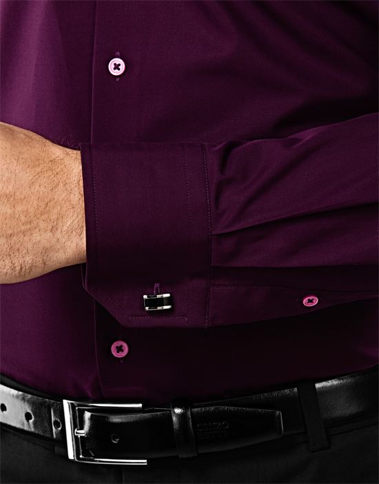 Shirt, regular-fit, uni, with contrasting trim - non-iron