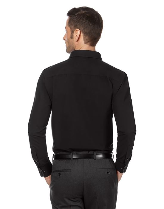 Shirt, regular-fit, uni, with contrasting trim - non-iron