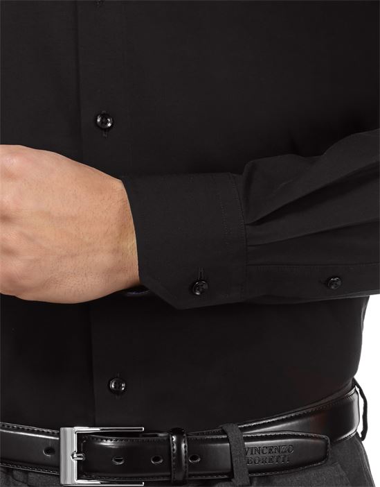 Shirt, regular-fit, uni, with contrasting trim - non-iron