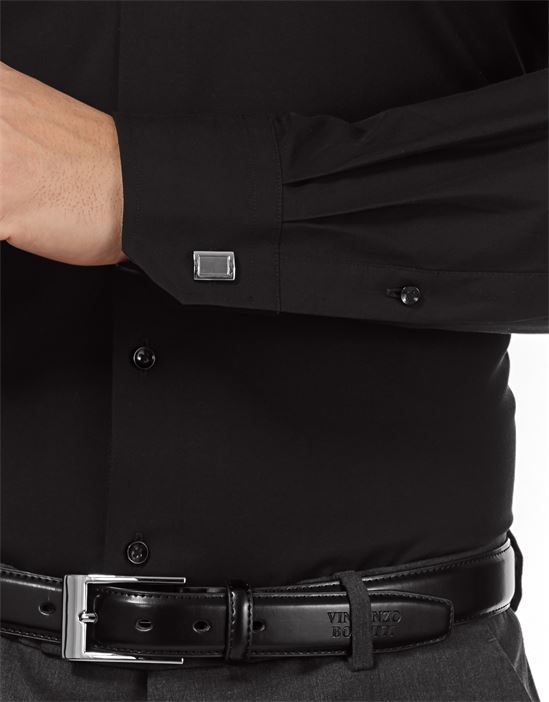 Shirt, regular-fit, uni, with contrasting trim - non-iron